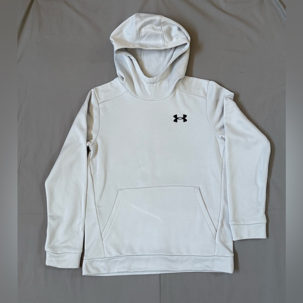 Under Armour White Hoodie with Blue and Black Accents